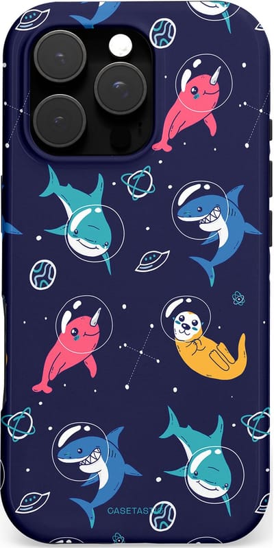 Casetastic hoesje geschikt voor Apple iPhone 16 Pro - MagSafe - Dubbellaagse bescherming - Ruimte Oceaan Blauw - Fashion Case - Donkerblauw