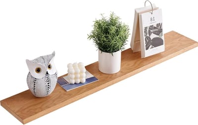 Drijvende Houten Plank 60 cm - Wandplank van Eikenhout voor Badkamer, Slaapkamer, Keuken en Kantoor - Ideaal als Kruidrek of Decoratieve Opbergruimte