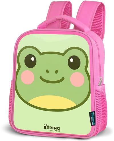 NoBoringSuitcases.com® - Rugzak roze - Schooltas meisjes - Kawai - Kikker - Groen - Kinder rugtas meisje - Boekentas kind - Kinderrugzak voor school - Schoolrugzak