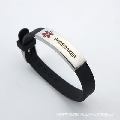 Trendy Medische Alert ID Armband Mannen PACEMAKER Polsband Verstelbare Siliconen Armbanden Voor Vrouwen Noodgeval Eerste Hulp gray