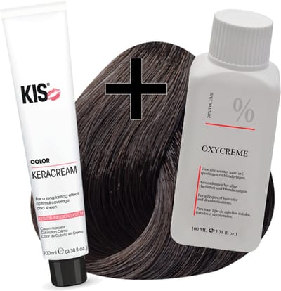 KIS haarverfset - 5A Licht asbruin  - haarverf & waterstofperoxide