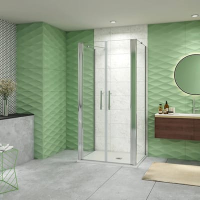 Serie Flora – Douchecabine Rechthoek – 70x80 Pendeldeuren – Chroom – Vrijstaand – 6mm Helder Veiligheidsglas – Antikalk