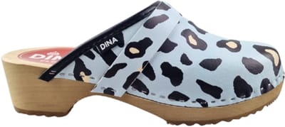 Dina Zweedse klompen - Tuinklompen - Thuisklompen - Dames klompen - Blue panter met houten zool - maat 36