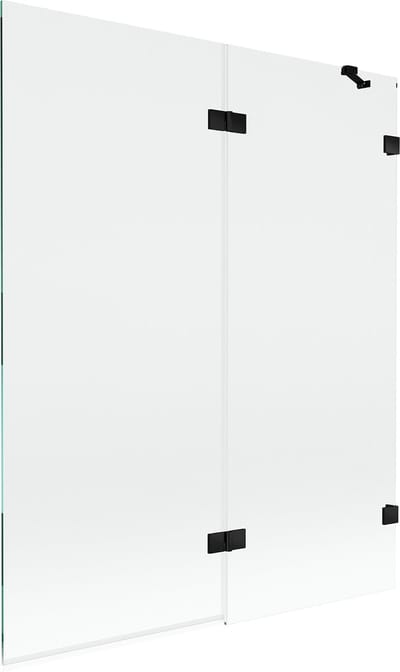 Mexen Lunar badkamerwand 2-vleugelig rechts 140 x 150 , transparant, zwart - 897-140-100-70-00-P