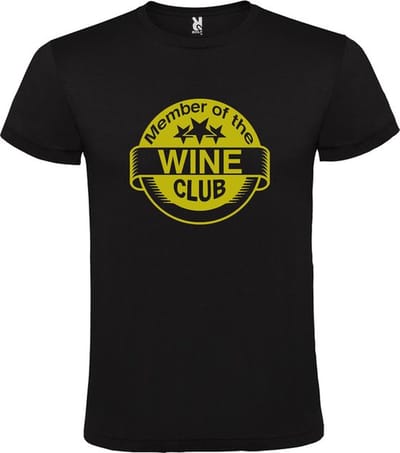 Zwart T-shirt ‘Member Of The Wine Club’ Goud Maat XS