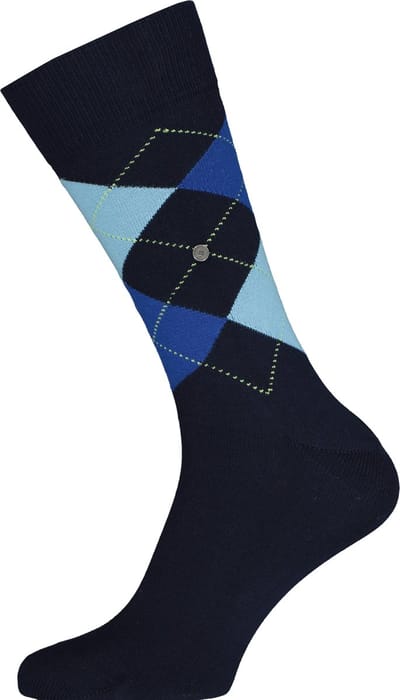 Burlington King herensokken - katoen - marine blauw met lichtblauw - Maat: 46-50