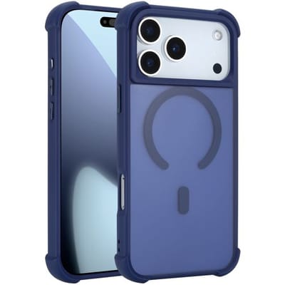 Coverzs matte shock case met Magneet geschikt voor iPhone 17 Pro Max (donkerblauw) – luxe hoesje met sterke valbescherming, premium design en perfecte pasvorm