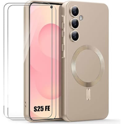 Magnetische Hoes - BOOLING - voor Samsung Galaxy S25 FE - Goudkleurig Siliconen - 2 Gehard Glas goud