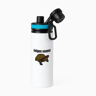 Hacebo® - schildpad met eigen naam waterfles met draaidop blauw - Schildpad - schildpad liefhebbers - iemand die houdt van schildpadden - verjaardag - cadeau - kado - geschenk - water fles - 850ML