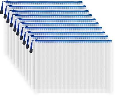 JeiibrZui Pvc-Dossiertassen Met Rits - Waterdichte Documentenhoezen - 10 Vakken Voor Handige Opberging En Soepele Gebruik - 10 - Voor School/Kantoor Blauw