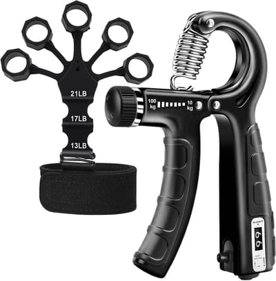Handtrainers set - Vingertrainer onderarm - Kracht en herstel - Verstelbare weerstand teller - 2 stuks - Zwart
