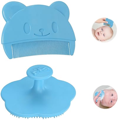 Dailygoods- Babyborstel Zachte Siliconen - Melkkorstkam - Ergonomische Antislip Handgreep - Hoofdhuidverzorging - Badborstelset - Europese Stijl - Babykam