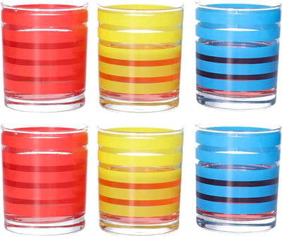 Urban Living Drinkglazen Colorama - 6x - rood/geel/blauw - glas - 280 ml - gekleurd mix