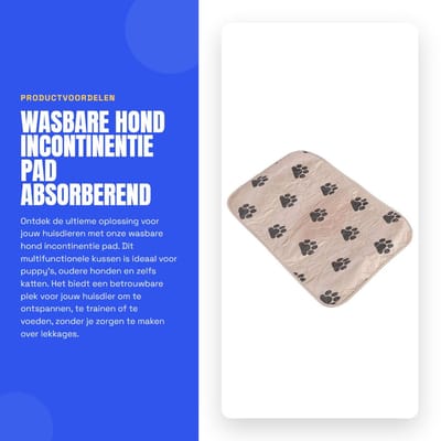 Dailygoods- Incontinentieonderlegger Wasbaar - 4-Laags - Absorberend - Waterdicht - 80 x 90 cm - Premium Materiaal - Geschikt voor Droger - Hondenmat