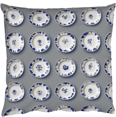 Sierkussens - Kussentjes Woonkamer - 50x50 cm - Borden - Bloemen - Blauw - Wit