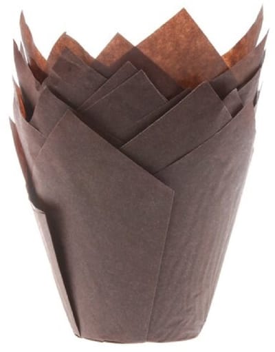 House of Marie Muffin Bakvormen - Muffin Vormpjes Papier - Tulp Bruin - pk/36