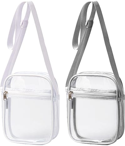 Allecto - Doorzichtige crossbodytas - Transparante schoudertas - Verstelbare riem - Waterdicht - Boodschappentas - Geschikt voor concerten en festi...
