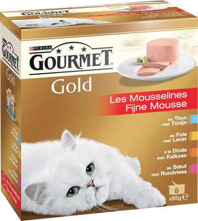 Gourmet Gold Fijne Mousse - Zalm & Kip - Kattenvoer - 8 x (8 x 85) g