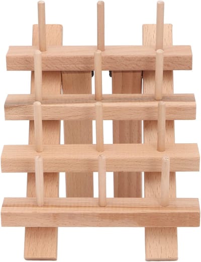 Houten Bobbin Rack voor 12 Spools - Opvouwbaar Draadframe van Beukenhout met Grote Capaciteit voor Naaiaccessoires en Organisatie