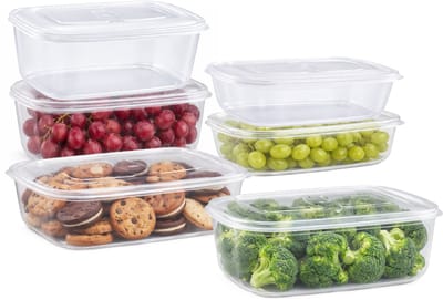 Plasticforte Vershoudbakjes set Classic - 6x stuks - vriezer en magnetron - kunststof - diverse maten - 800-1200-1800-2500 ml - nestbaar