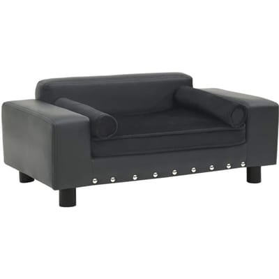 Hondenbank - Exclusief Huis - Donkergrijs - Pluche & kunstleer - 81 x 43 x 31 cm grijs