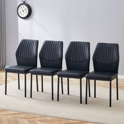 Intebiki eetkamerstoelen - stoelen - eetkamerstoelen set van 4 - keukenstoelen - eetkamerstoel - metaal & kunstleer - zithoogte 48 cm - zwart