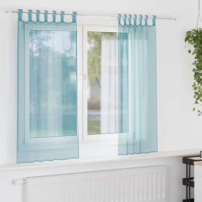 vidaXL - Gordijnen - voile - met - lussen - 2 - st - 140x175 - cm - turkoois