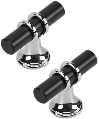 Allecto - Zwart Lade Handvatten - T-Handvatten - Duurzaam en Sterk - Zilver-enkel Gat - Meubelaccessoires - Geschikt voor Keuken en Kasten