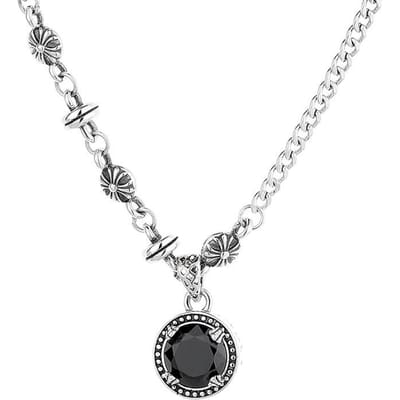 S925 Sterling Zilver Retro Kruis Accessoires Stiksels Zwarte Zirkonia Hanger Ketting Europese en Amerikaanse Zoete Ketting Dames white