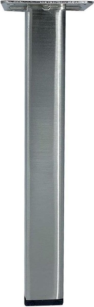FLE - Stalen meubelpoot rvs look vierkant 2,5 bij 2,5 cm en hoogte 20 cm (koker 2,5 x 2,5 cm)