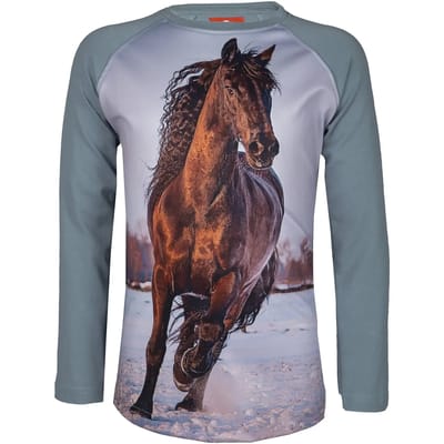 Red Horse - T-shirt PIXEL - Grijs - Paard print - Maat 128