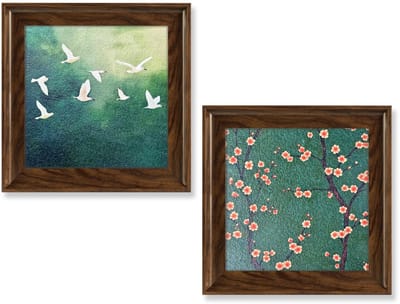 Wanddecoratie, kleurrijke bloemenfoto's wanddecoratie, botanische wanddecoratie voor de hal, trap, woonkamer, slaapkamer, 40 x 40 cm