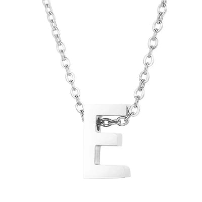 Aramat Jewels | Halskettingen | Stalen Initiaal Letterketting Vrouw – 45cm Zilverkleurig Gepersonaliseerd | E | |1,5mm | Staal | Volwassenen | Verkleurd niet