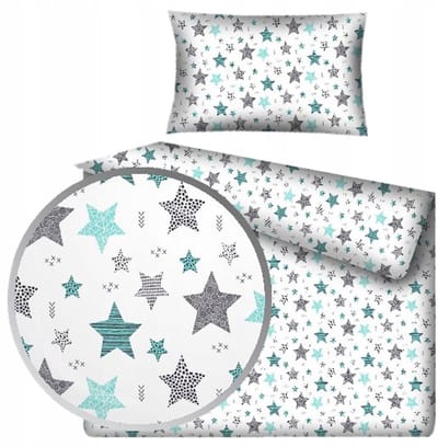 Kinderbeddengoed 100x135 cm Wit met Blauwe Sterren Katoen
