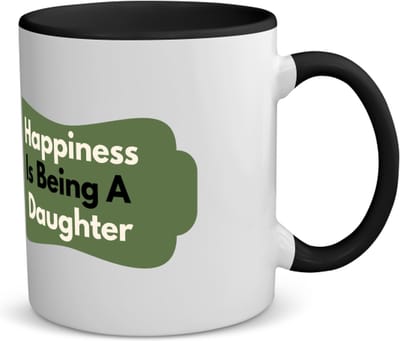Akyol - happiness is being a daughter koffiemok - theemok - zwart - Dochter - de liefste dochter - verjaardag - cadeautje voor dochter - dochter artikelen - kado - geschenk - 350 ML inhoud
