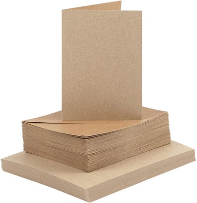 Kaarten en enveloppen, afmeting kaart 10,5x15 cm 120+240 gr, naturel, 50 set