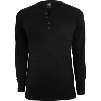 Urban Classics - Basic Henley Longsleeve shirt - XS - Zwart