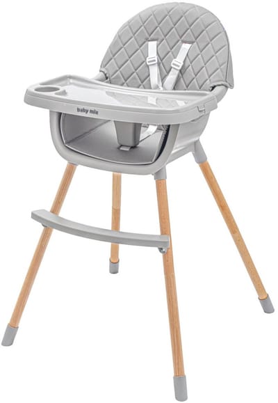 Baby Mix Freja houten kinderstoel donkergrijs - Eetstoel