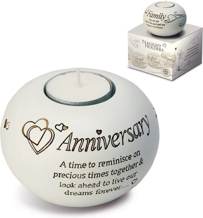 MadDeco - jubileum - cadeau - waxinelichthouder - engelstalig - meer dan woorden - keramiek - 9.5 cm hoog doorsnee
