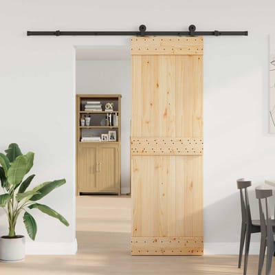 vidaXL - Schuifdeur - NARVIK - Naturel - en - Zwart - 70 - x - 210 - cm - (213,5 - cm)