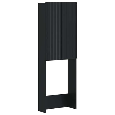 vidaXL - Toiletkast - ZWOLLE - Zwart - 66 - x - 25,5 - x - 190 - cm - Bewerkt - hout