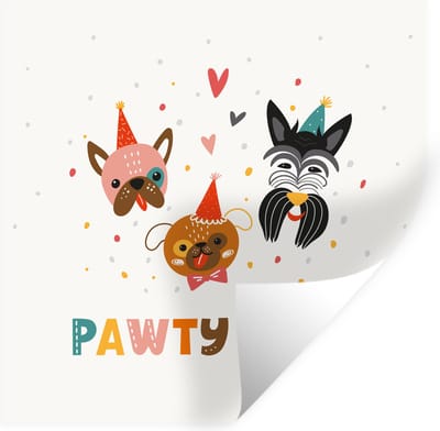 Muurstickers - Sticker Folie - Quotes - Feest - Honden - Spreuken - Pawty time - 100x100 cm - Plakfolie - Muurstickers Kinderkamer - Zelfklevend Behang XXL - Zelfklevend behangpapier - Stickerfolie