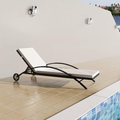 Ligstoel met wielen - Terrasstoel Loungestoel - Buiten relaxen - Verstelbare rugleuning - 199.5 x 65 x 37 cm - Zwart