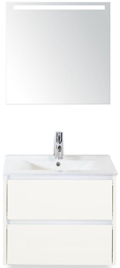 Dante Badmeubelset 60 cm - Wit Hoogglans - Keramische Wastafel Wit Enjoy met Sence Spiegel