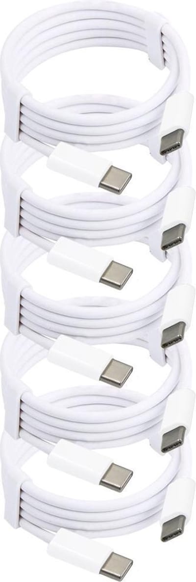 MMOBIEL 5x USB - C naar USB - C Oplaad Kabel 2 meter Wit - voor Telefoon / Tablet / Laptop