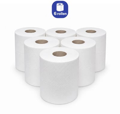 NaturaSterk Poetspapier - Poetsrol - Handdoekrol - Poetsrol Midi 2 laags - 6 Rollen - Schoonmaak Papier - Hygiene Papier - %100 Cel. Rollen 4 kg