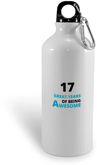 Hacebo® - 17 great years of being awesome waterfles - Hoera 17 jaar - iemand die 17 jaar is geworden - verjaardagscadeau - verjaardag - cadeau - kado - geschenk - gift - goeie jaren - water fles - 400ML