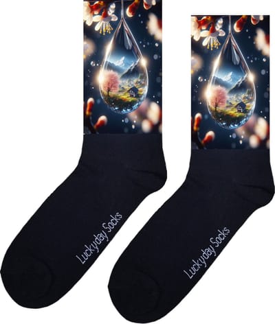 Dorp - Opkikker - Grappige sokken - Valentijns cadeau - Verjaardag cadeau - Sinterklaas cadeau - Waterdruppel - Kersenbloesem - Landschap - Leuke sokken - Vrolijke sokken - Kerst Sokken - Vaderdag - Moederdag - Kerstcadeau - Socks maken Happy - 3