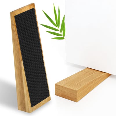 Deurstopper met Rubber, Deurwiggen voor alle deuren, Bamboe wig voor binnendeur, stalen deur, voordeur, door stopper