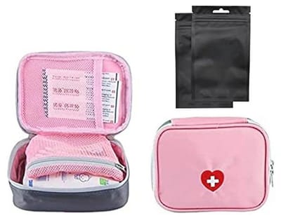 Draagbare EHBO tas - Klein, Leeg, Nylon, Multifunctioneel met Meerdere Vakjes voor Medicijnen - Ideaal voor Reizen en Outdoor Activiteiten 13 x 10 x 4 cm